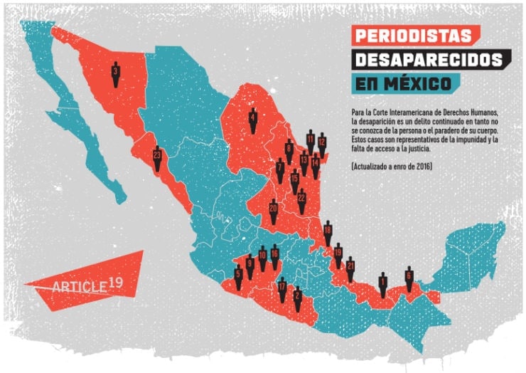 México: 23 periodistas desaparecidos en doce años