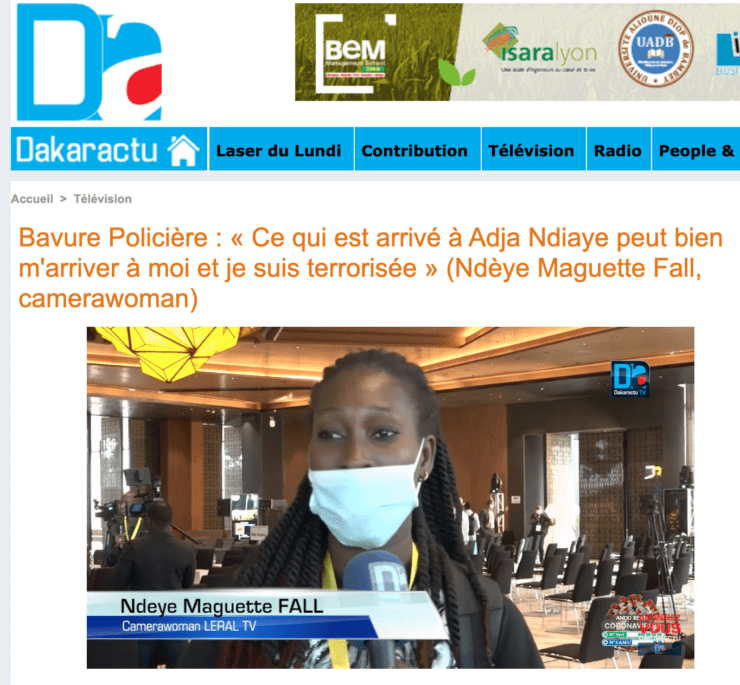 SENEGAL : Les officiers de police devraient être poursuivis pour l’agression de une camerawoman
