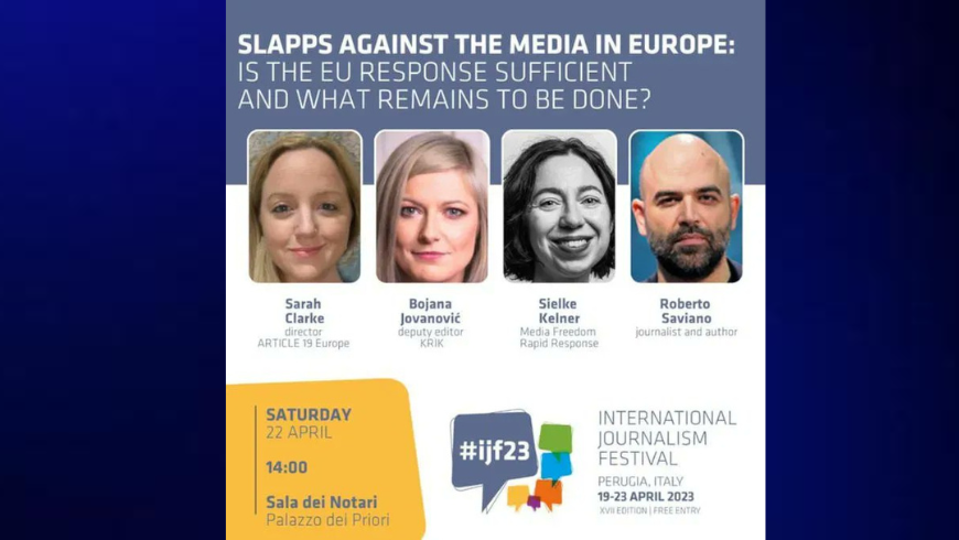 Event: SLAPPs against the media in Europe – Journalism Festival in Perugia - Media